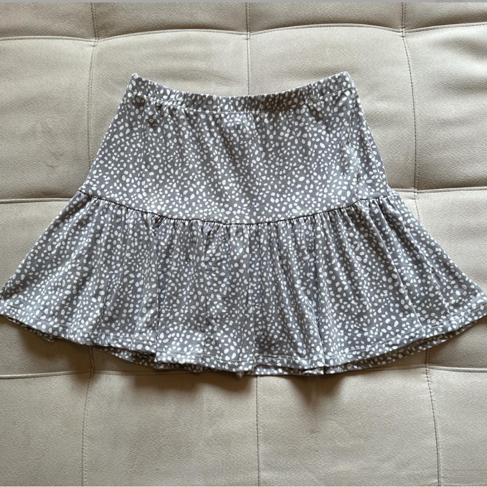 Pitaya mini skirt gray with white polka dots size small